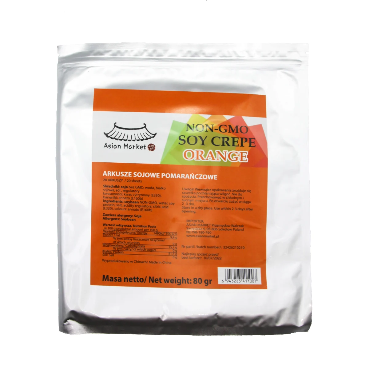 Arkusze sojowe pomarańczowe 80g